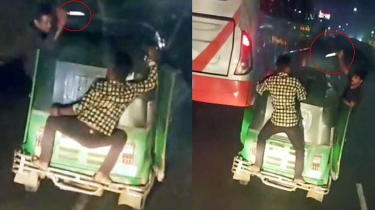 চলন্ত সিএনজিতে চালকের সঙ্গে ছিনতাইকারীর লড়াই, ভিডিও ভাইরাল